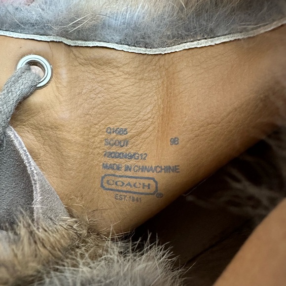 Coach Suede Wedge Boots with Natural Rabbit Fur - Picture 2 of 6